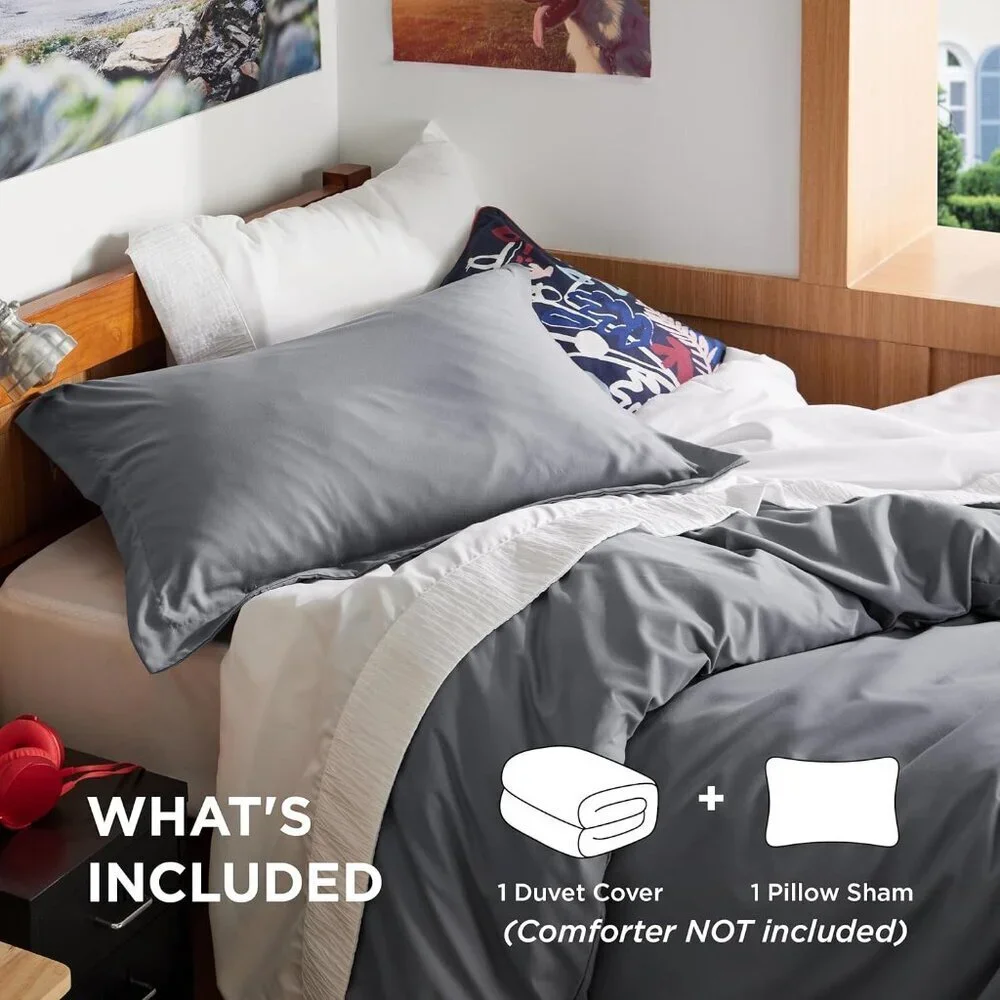 Dark Grey Duvet Cover Twin/Twin XL 2-Piece Set 1 Duvet Cover 1 Pillow Sham